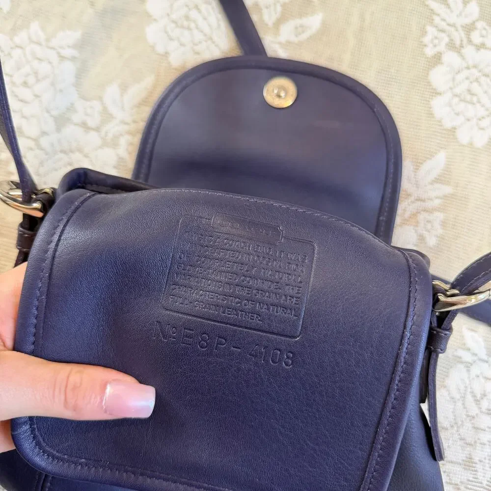 Vintage 1998 Coach Ink Purple Leather Mini Crossbody Bag